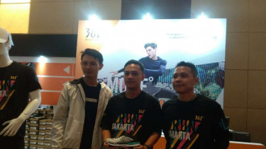 361 membuka booth di race pack collection Jakarta Marathon 2019