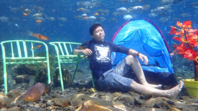 Wisata Umbul Ponggok di Desa Ponggok, Klaten, Jawa Tengah.