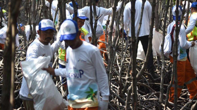 PHE bersih-bersih pantai di Pulau Untung Jawa dan Pulau Lancang.