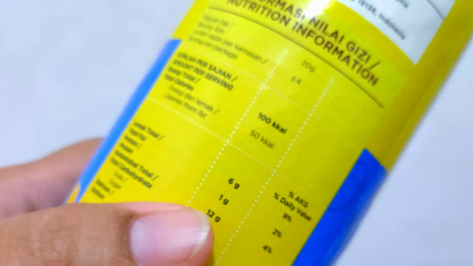 Ilustrasi label informasi nilai gizi produk makanan