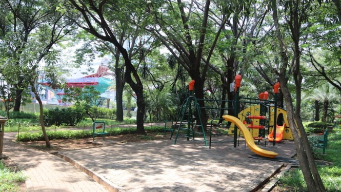 Ilustrasi taman kota di Jakarta.