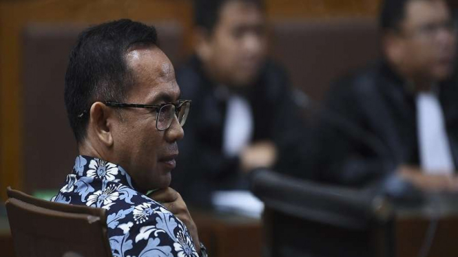 Terdakwa Tubagus Chaeri Wardana alias Wawan mengikuti sidang eksepsi  