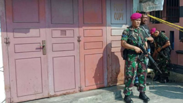Salah satu lokasi pengeledahan terduga teroris di Belawan, Kota Medan, Sumatera Utara.