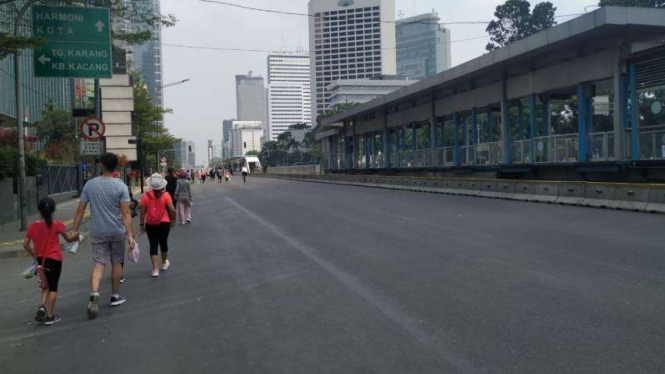 Suasana car free day di Jakarta
