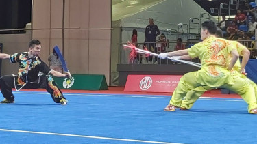 Laga tim wushu Indonesia di SEA Games 2019