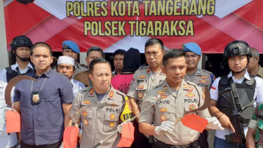 ilustrasi Polisi merilis kasus penangkapan tersangka tawuran tewaskan pelajar.