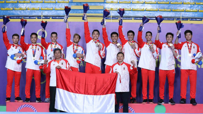 Tim bulutangkis beregu putra Indonesia rebut medali emas SEA Games 2019