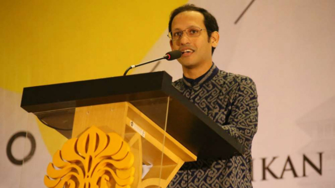 Menteri Pendidikan dan Kebudayaan, Nadiem Makarim di kampus UI.