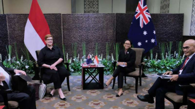 Menlu Retno Marsudi dan Menlu Australia Marise Payne