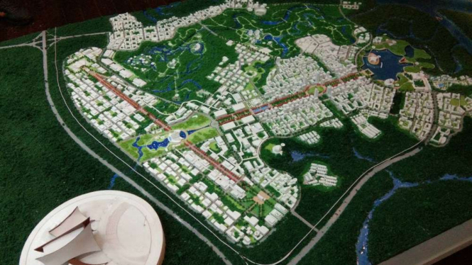 Maket dari pemenang desain Ibu Kota Negara Baru.