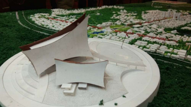 Maket desain Ibu Kota Negara dengan nama 'Nagara Rimba Nusa'. 