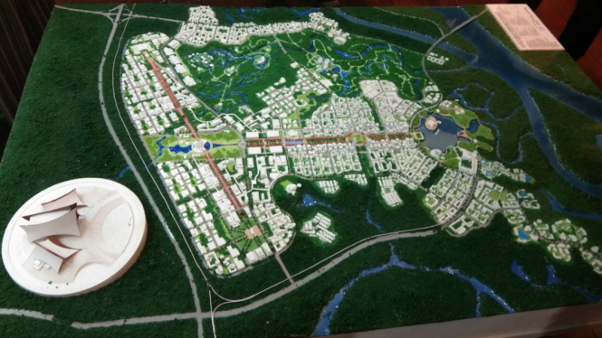 Desain ibu kota baru Indonesia di Kalimantan Timur.