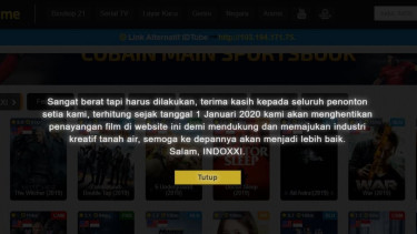 Indoxxi pamit dari dunia maya