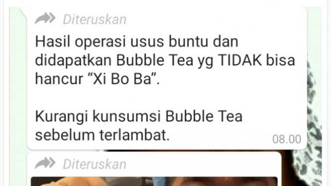 Pesan berantai di Aplikasi WhatsApp.
