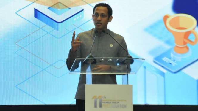Mendikbud Nadiem Makarim di Seminar Nasional & Science Fair 2020.
