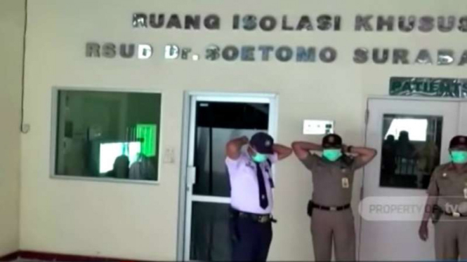 Ruang Isolasi Khusus RSUD Dr Soetomo, Surabaya, Jawa Timur.
