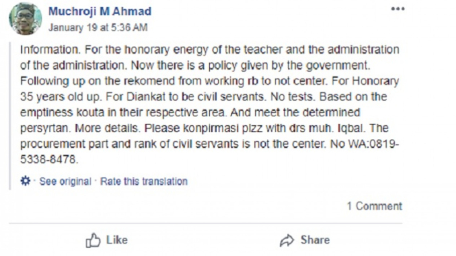 Tenaga honorer jadi PNS tanpa tes.