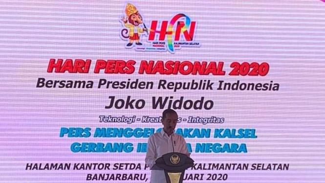 Presiden Jokowi menghadiri perayaan Hari Pers Nasional di Banjarbaru, Kalsel