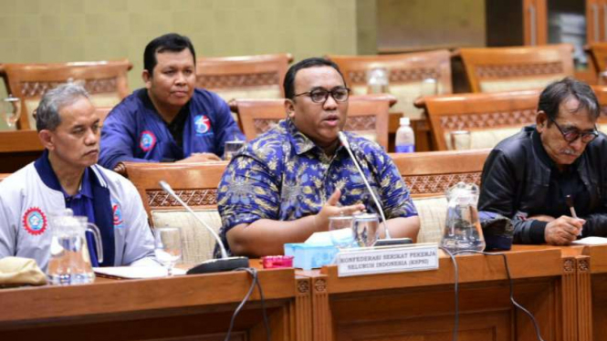 Perwakilan buruh yang aksi soal omnibus law diterima anggota DPR.