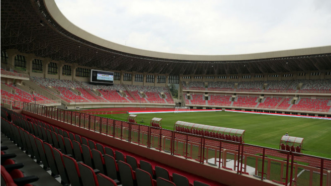 Bangku di Stadion Utama Papua Bangkit yang jadi lokasi utama PON Papua 2020. Pelaksanaan PON Papua akhirnya ditunda ke tahun 2021 karena wabah virus corona.