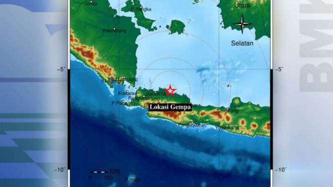 Peta lokasi gempa Cikampek Karawang.