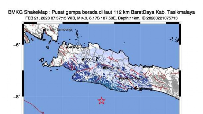 Gempa Bumi 4,9 SR Guncang Tasikmalaya.