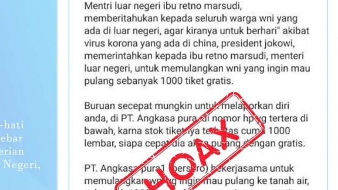 screenshot hoax tiket pesawat luar negeri gratis