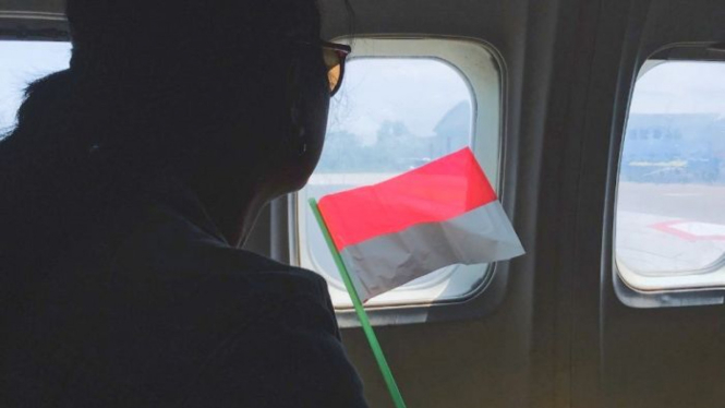 Salah satu WNI asal Wuhan sesaat sebelum meninggalkan Natuna selepas karantina selama 14 hari.