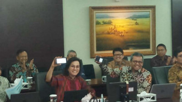 Menkeu Sri Mulyani dan jajaran pejabat Kementerian Keuangan