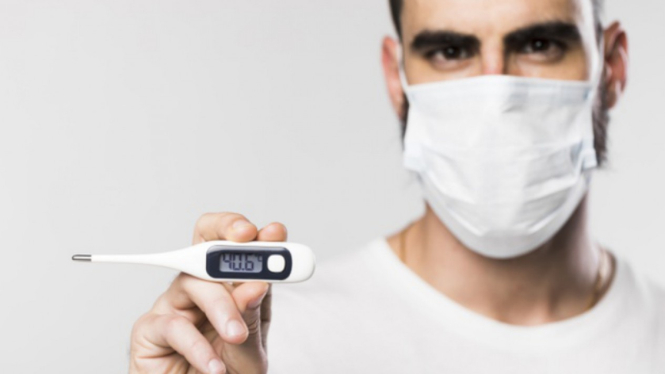 Ilustrasi termometer/virus corona/COVID-19.