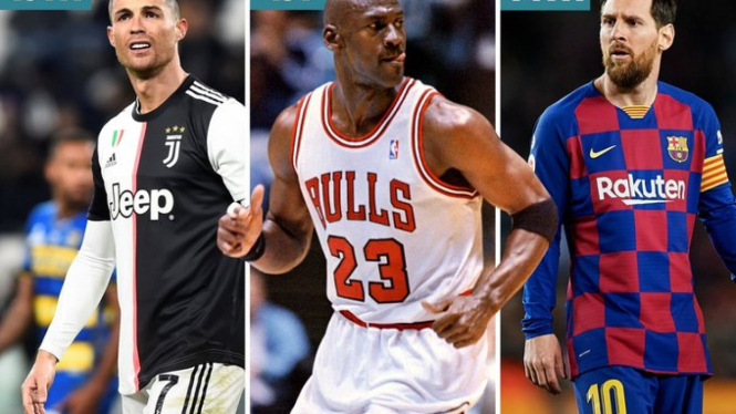 Maestro NBA, Michael Jordan diapit 2 bintang lapangan hijau, Ronaldo dan Messi.