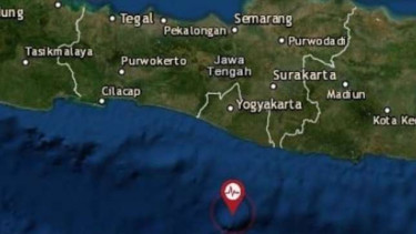 Peta lokasi gempa Gunungkidul, Yogyakarta.