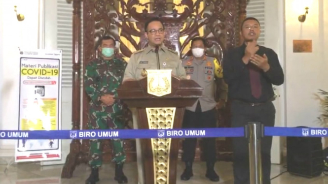 Gubernur DKI Jakarta, Anies Baswedan, beri keterangan pers update corona