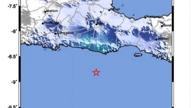 Peta lokasi gempa Malang.