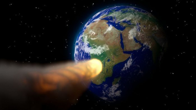 Ilustrasi asteroid mendekati Bumi.