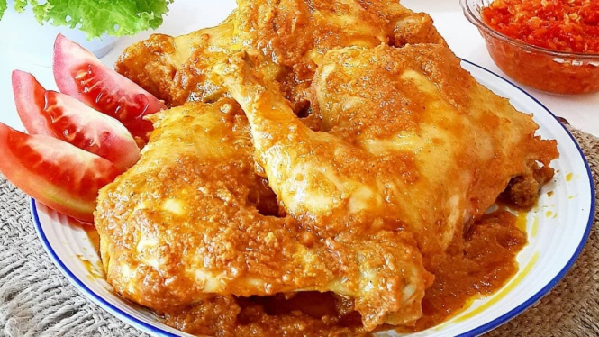 Ilustrasi ayam bumbu Bali.