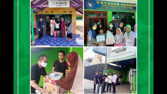 Penyerahan bantuan nasi kotak dari Waringin Hospitality Hotel Group ke masyarakat 