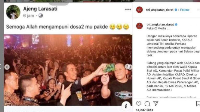 Foto Presiden Jokowi hadiri konser tahun 2017 disalahgunakan oleh warganet. Postingan ini langsung direspons oleh TNI AD. 