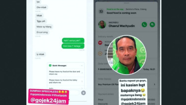 Pengemudi ojek online tetap antar pesanan order meski motornya hilang dicuri