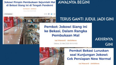 Deretan judul berita Detikcom soal kunjungan Jokowi ke mal Bekasi.