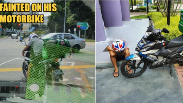 Foto viral pengemudi ojol terkulai lemah di jalanan Singapura