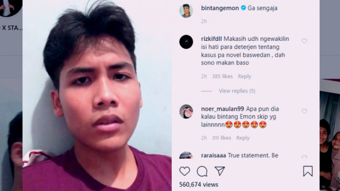 Komika Bintang Emon sindir pelaku penyiram air keras Novel Baswedan