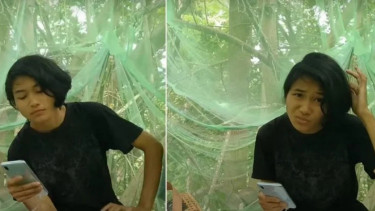 Veveonah Mosibin harus rela ke hutan mencari sinyal internet untuk ujian online