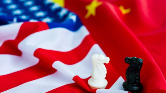 Ilustrasi perang dagang AS-China.
