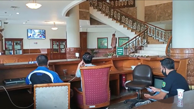 Suasana di kantor Bupati Kutai Timur pasca penangkapan bupati