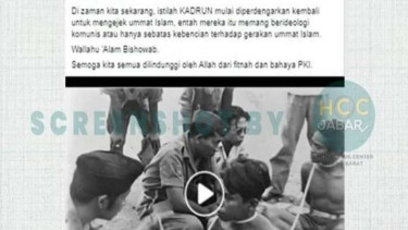 Beredar informasi yang menyebut istilah kadrun sudah sejak zaman PKI.