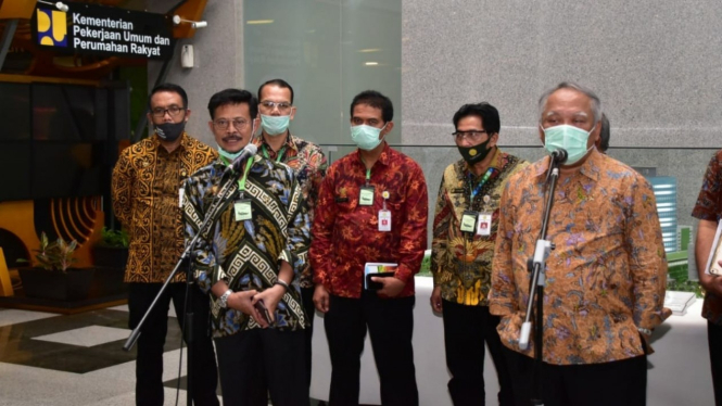 Menteri Pertanian, Syahrul Yasin Limpo saat bertemu Menteri PUPR, Basuki