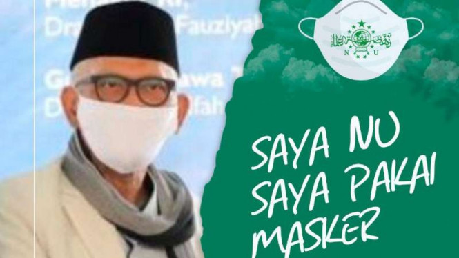 Poster kampanye bermasker yang disebarkan NU Jatim di media sosial.