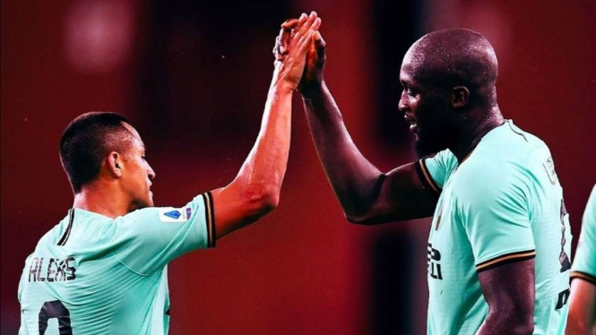 Pemain Inter Milan, Alexis Sanchez dan Romelu Lukaku. 