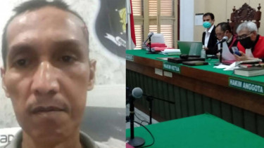 Terdakwa Doni Irawan Malay saat sidang daring di PN Medan.